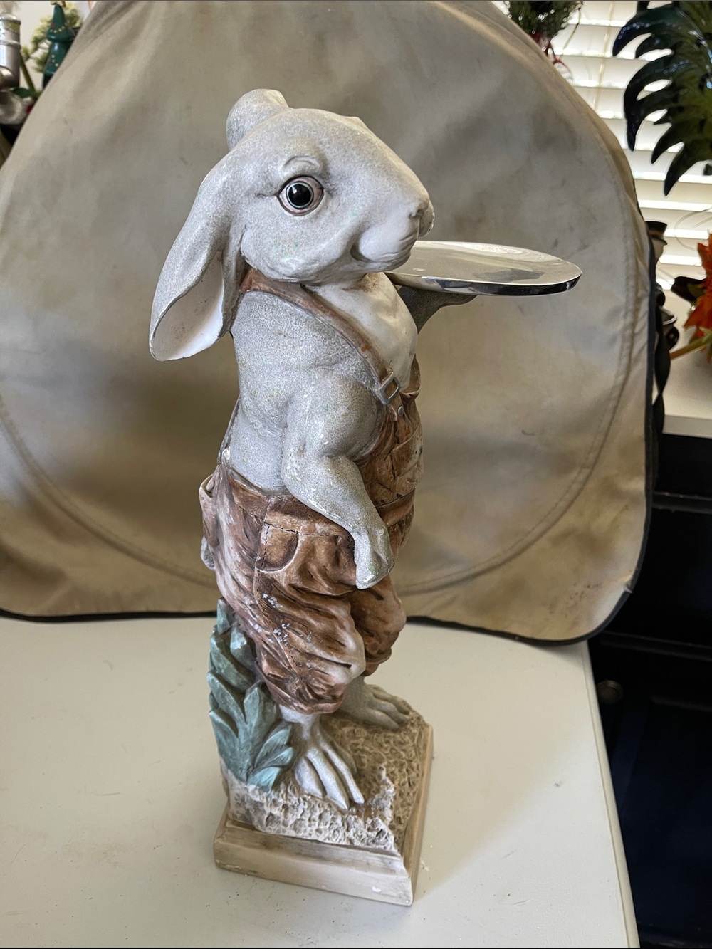 Decorative Bunny Figurine in Cream and Brown - Home Art Accent